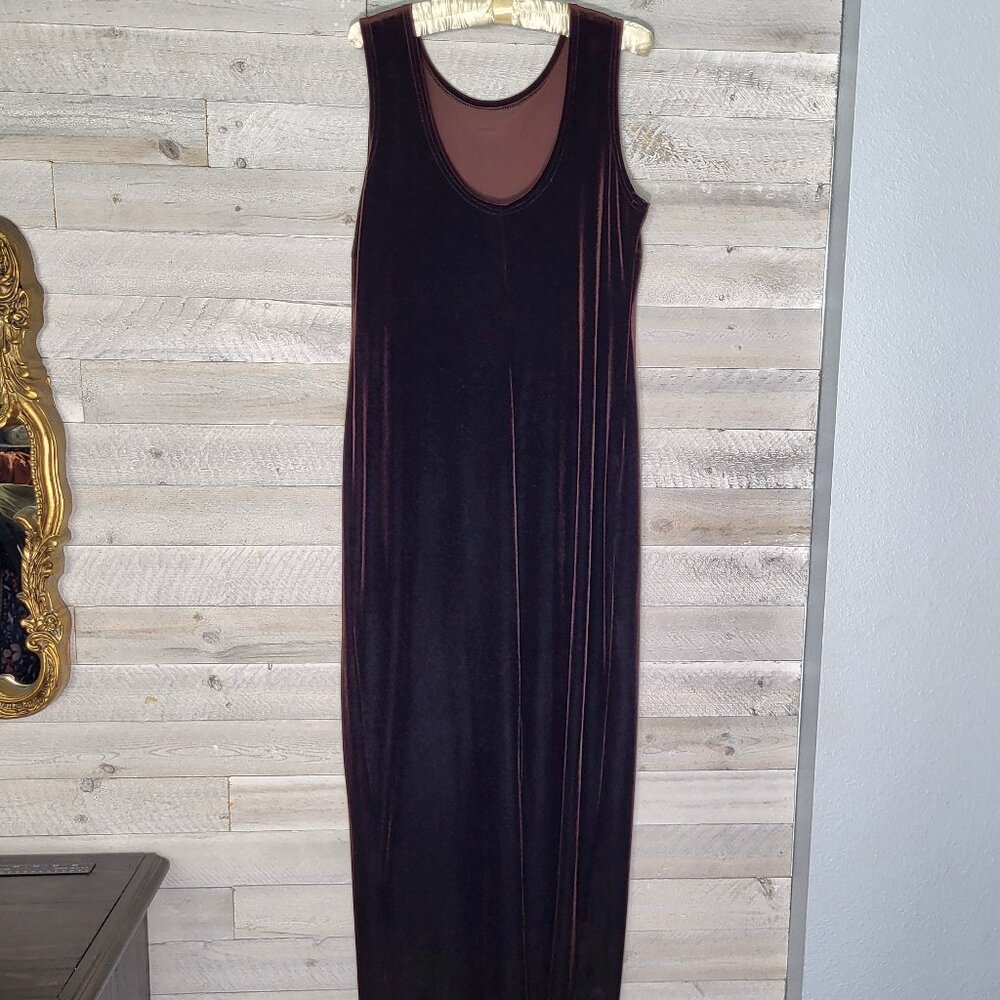 Vintage ONYX Nite Maxi Dress Velvet Velour Elegant Western Plus Size. - Picture 2 of 6